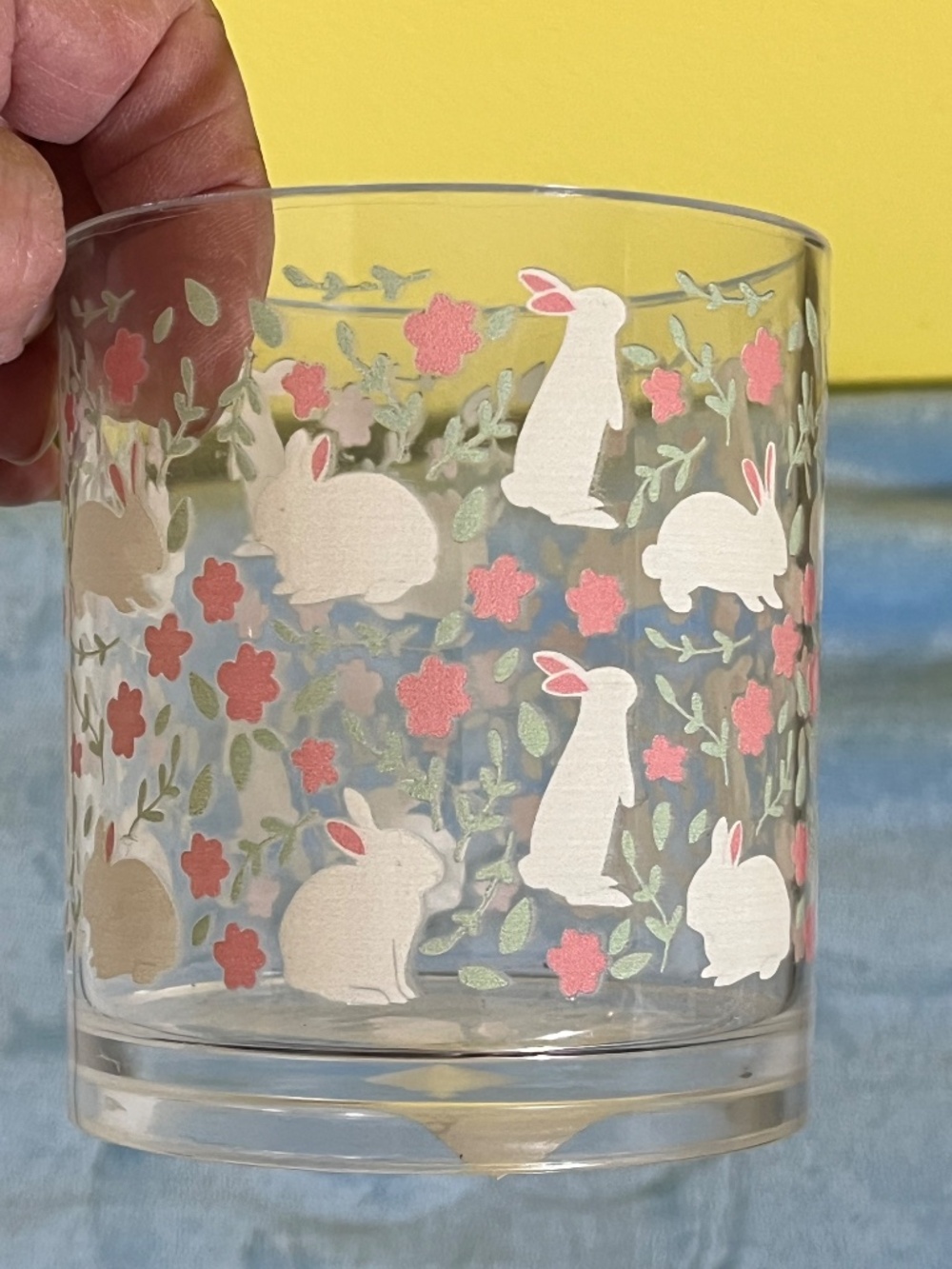 Easter Bunny Floral Drinkware Cup | Clear Plastic Highball Glass | Spring Decor - Picture 5 of 7